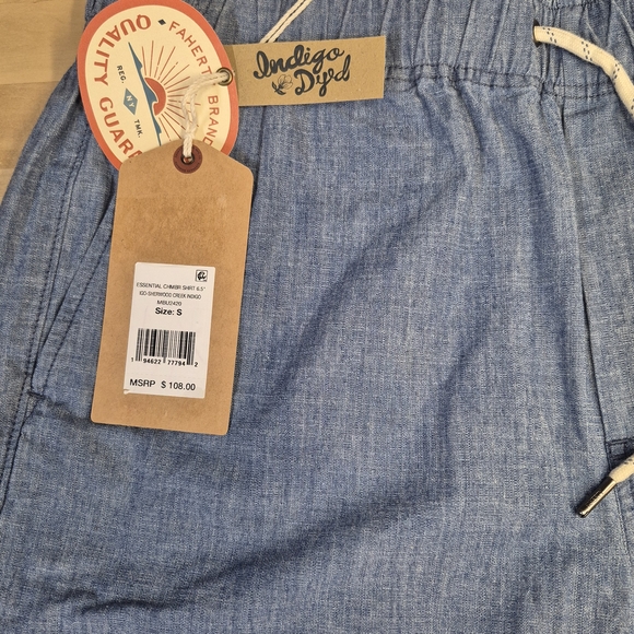 Faherty Essential Short 6.5" Drawstring Size Small. Indigo Dye NEW - Picture 5 of 6